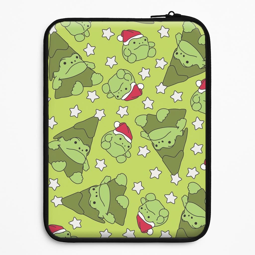 Christmas Frogs And Stars Plush Pattern Laptop Sleeve