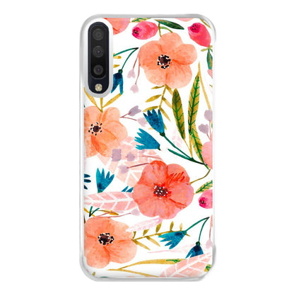 Peach Watercolour Floral Pattern Phone Case