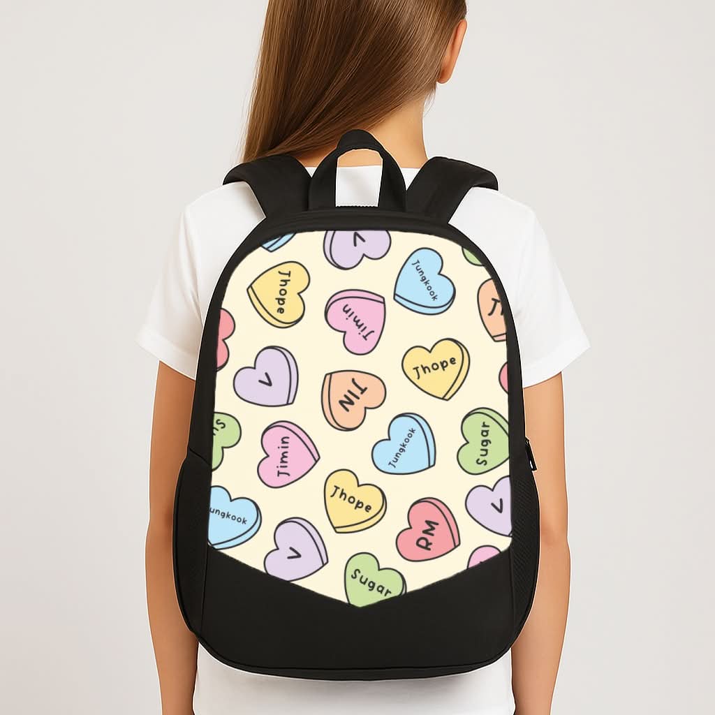K-Pop Band Members Love Hearts Pattern School Bag