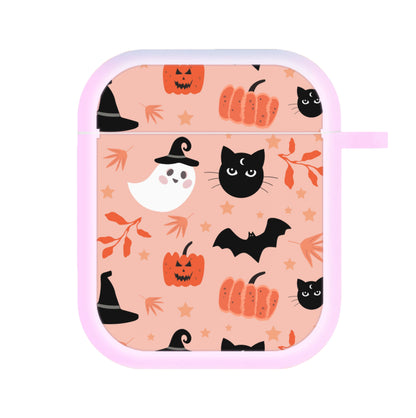 Pretty Pink Halloween Pattern AirPods Case