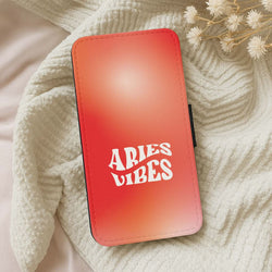 Aries Vibes Gradient Zodiac Leather Phone Case