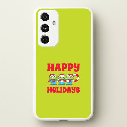 Happy Holidays Cute Green Aliens Galaxy A15 Case