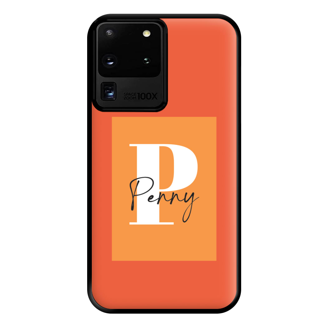 Orange Personalised Name Galaxy S20 Ultra Case