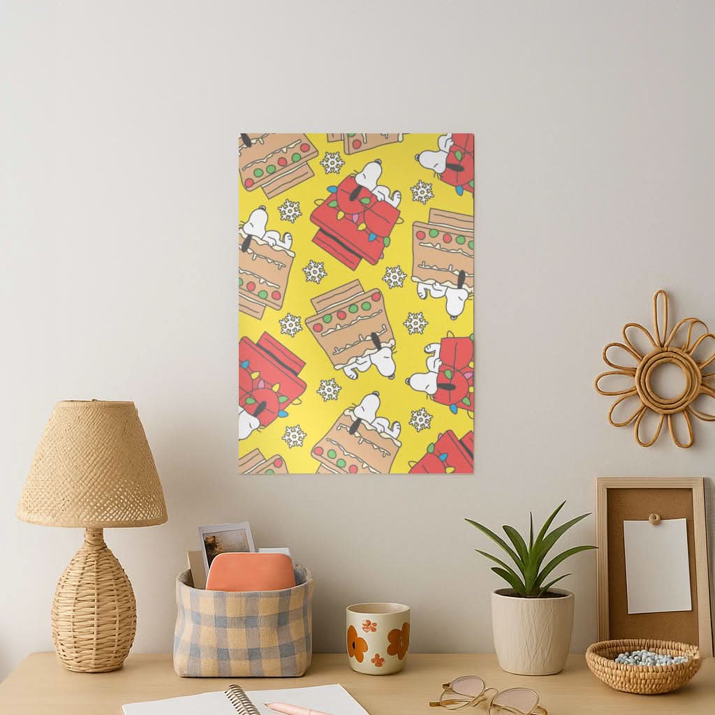 Cartoon Beagle Fairylights And Gingerbead Pattern Art Print