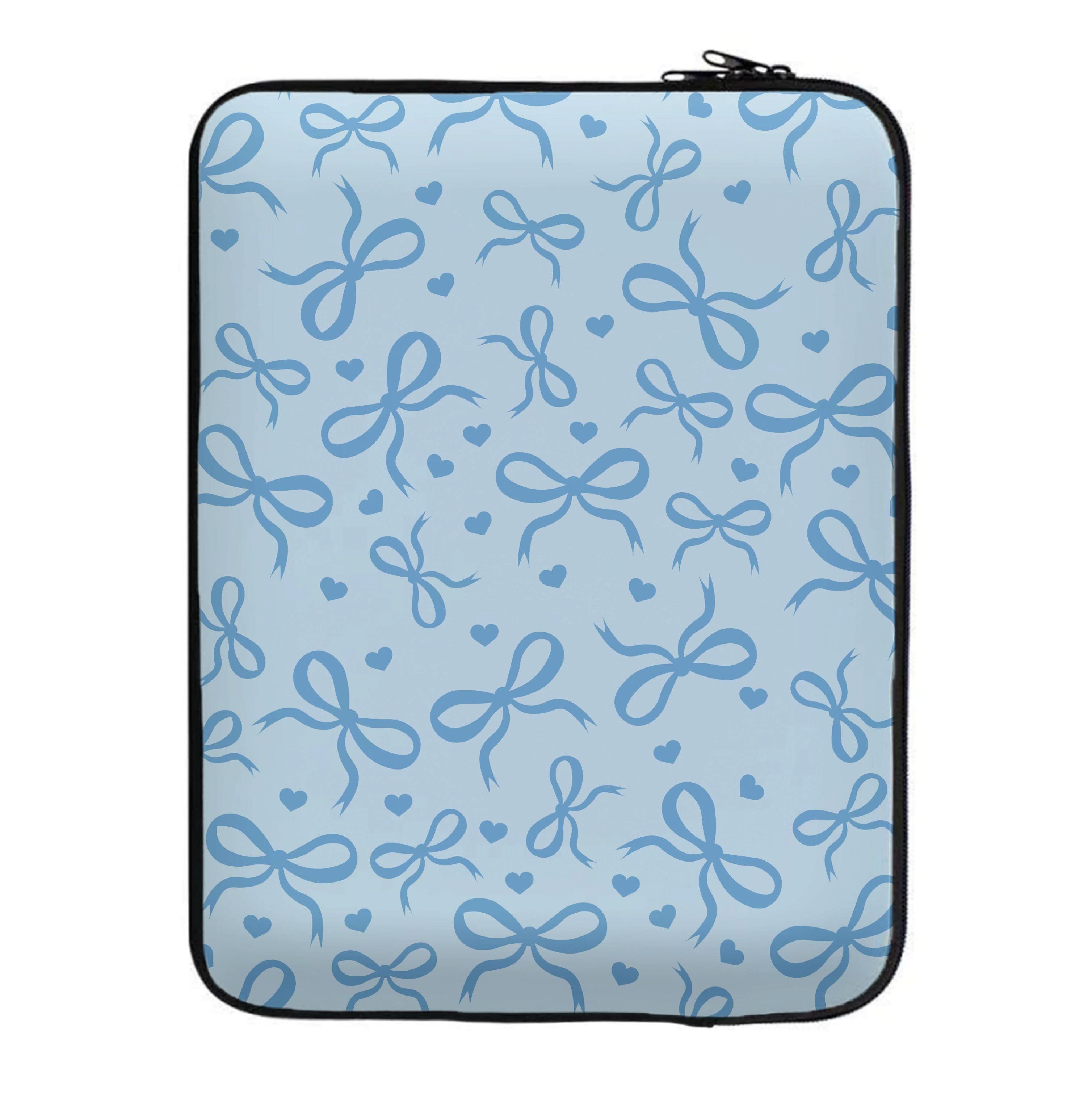 Coquette Bows And Hearts Navy Blue Laptop Sleeve