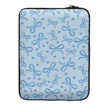Coquette Bows And Hearts Navy Blue Laptop Sleeve
