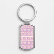 Square Abstract Flowers Mauve Luxury Keyring 1