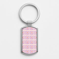 Square Abstract Flowers Mauve Luxury Keyring
