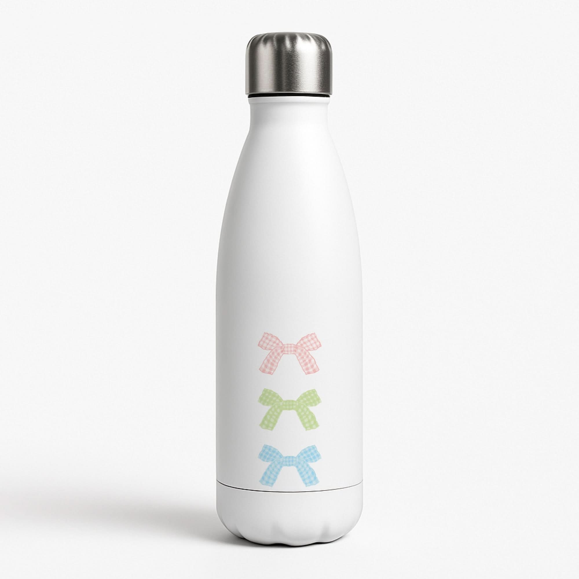 Gingham Ties Tier White Water Bottle