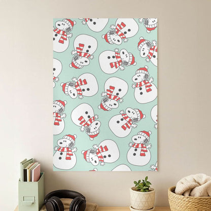 Cartoon Beagle Snowman Pattern Poster