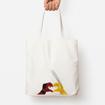 Red And Yellow Heroes Love Heart Tote Bag