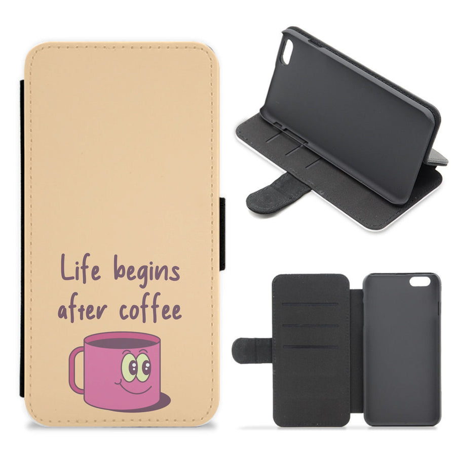 Life Begins After Coffee - Aesthetic Quote Flip / Wallet Phone Case