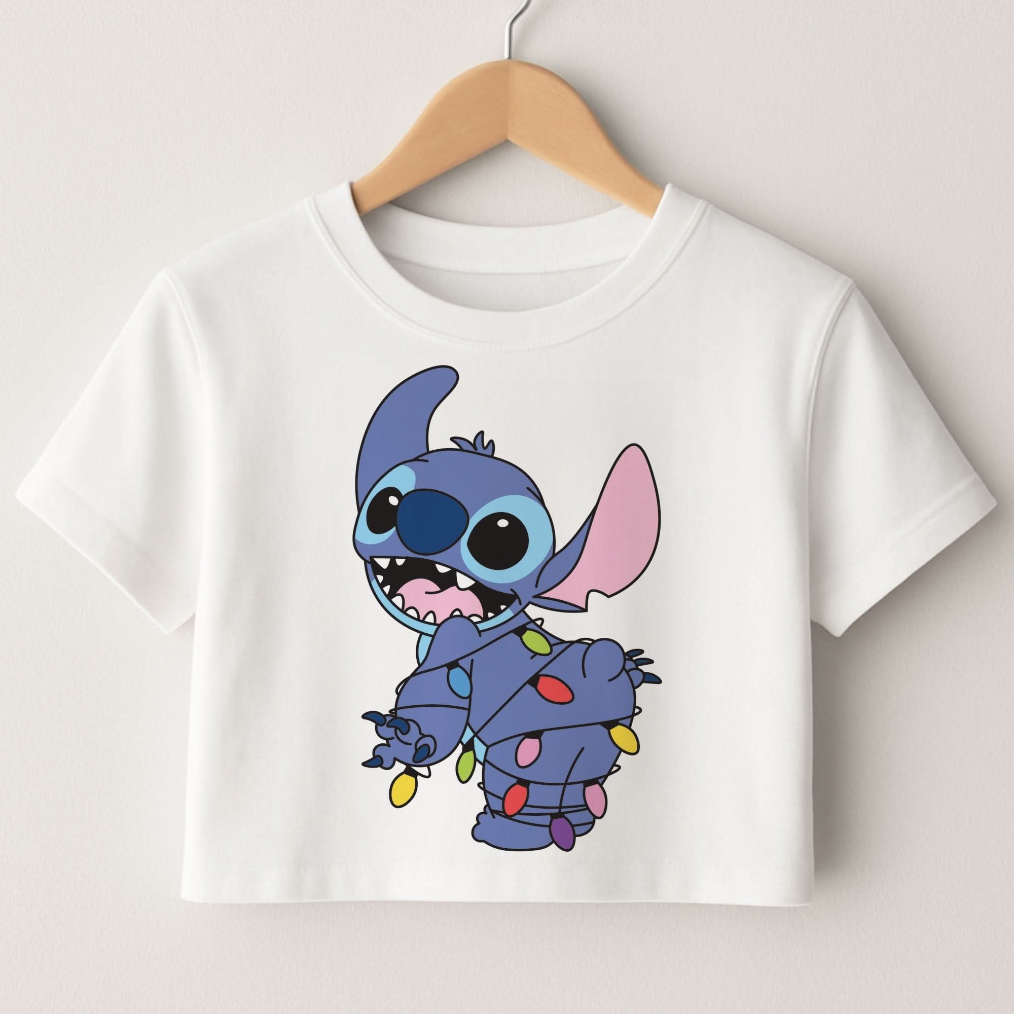 Cute Blue Alien Fairylights Crop top