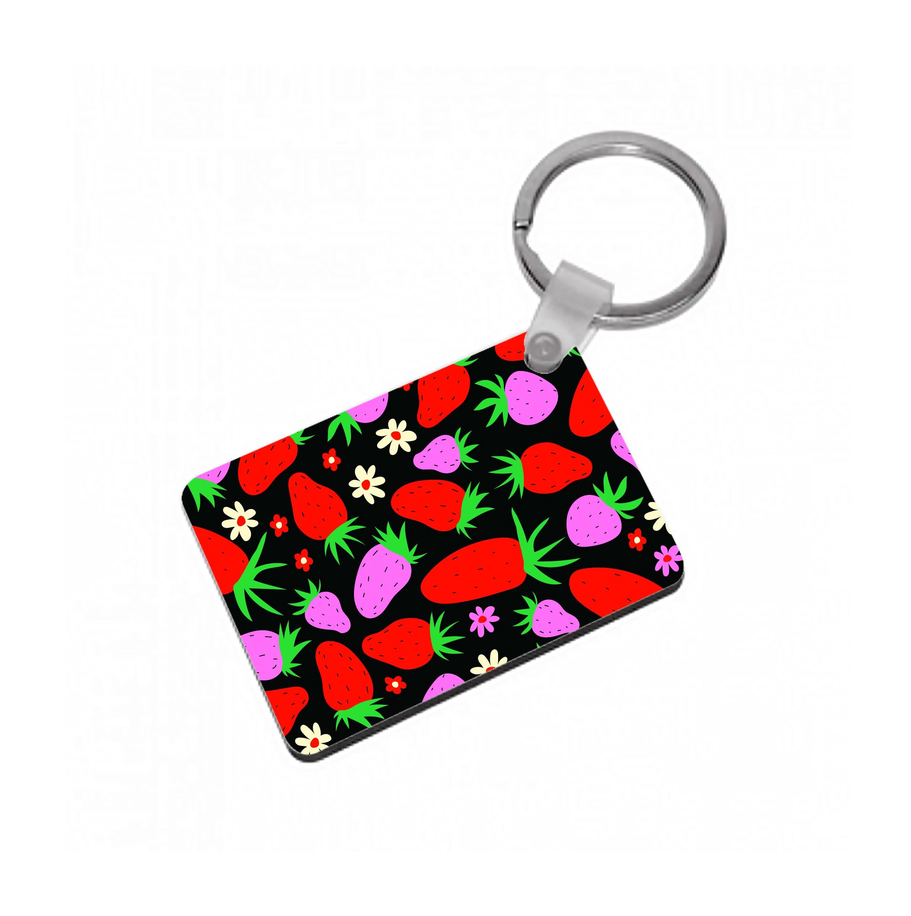 Abstract Strawberries Pattern Keyring