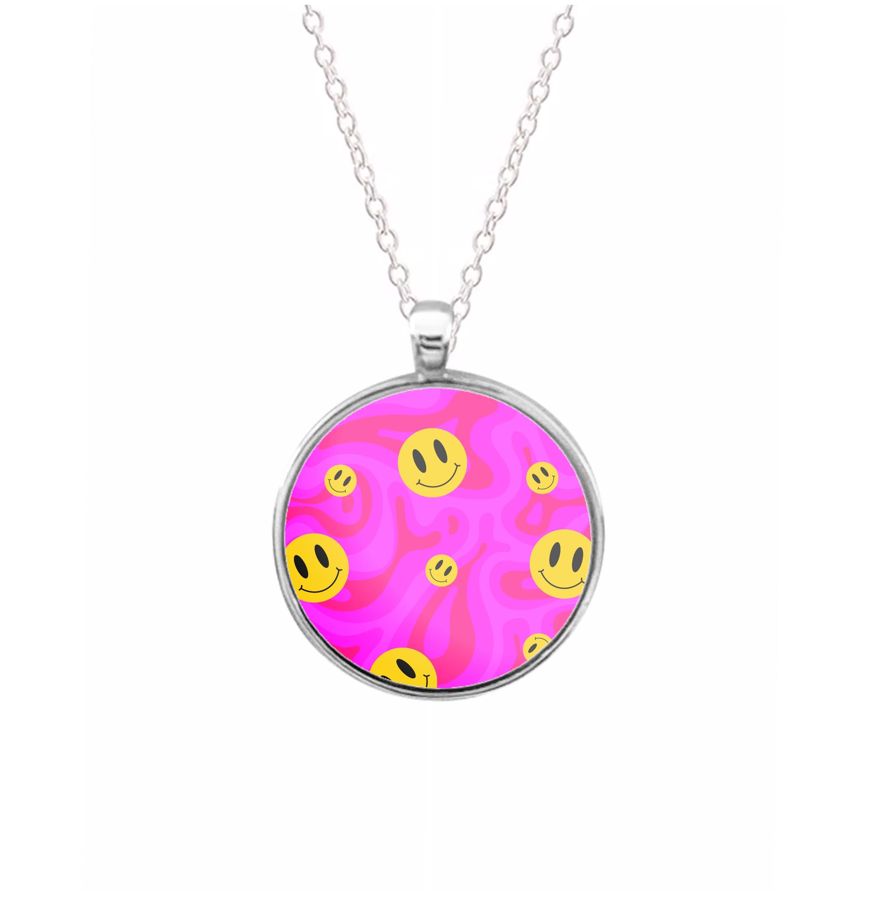 Pink Wavey Smileys Pattern Necklace