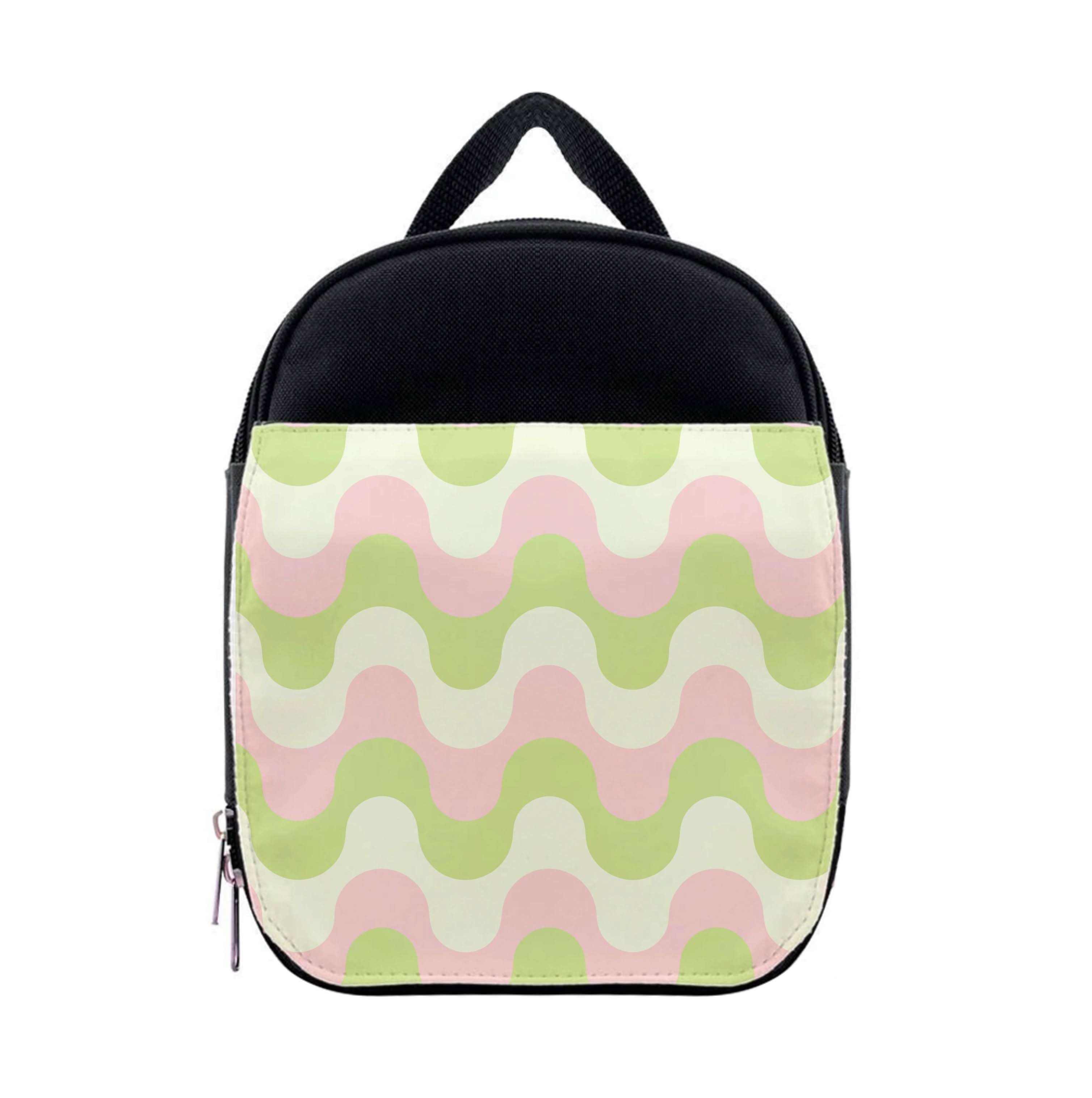 Green And Pink Retro Waves Pattern Lunchbox