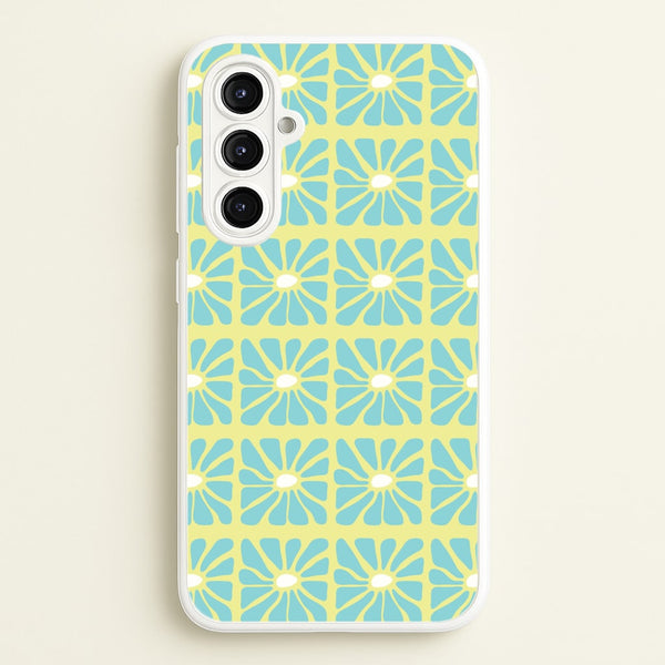Square Abstract Flowers Blue Galaxy A16 Case