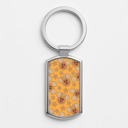 Cartoon Mouse Gingerbread Pattern Silver Metal Keyring