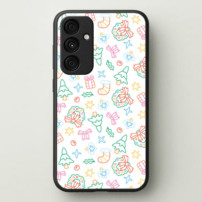 Neon Christmas Icons Pattern II Galaxy A55 Case