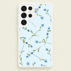 Baby Blue Floral Pattern Galaxy S23 Ultra Case