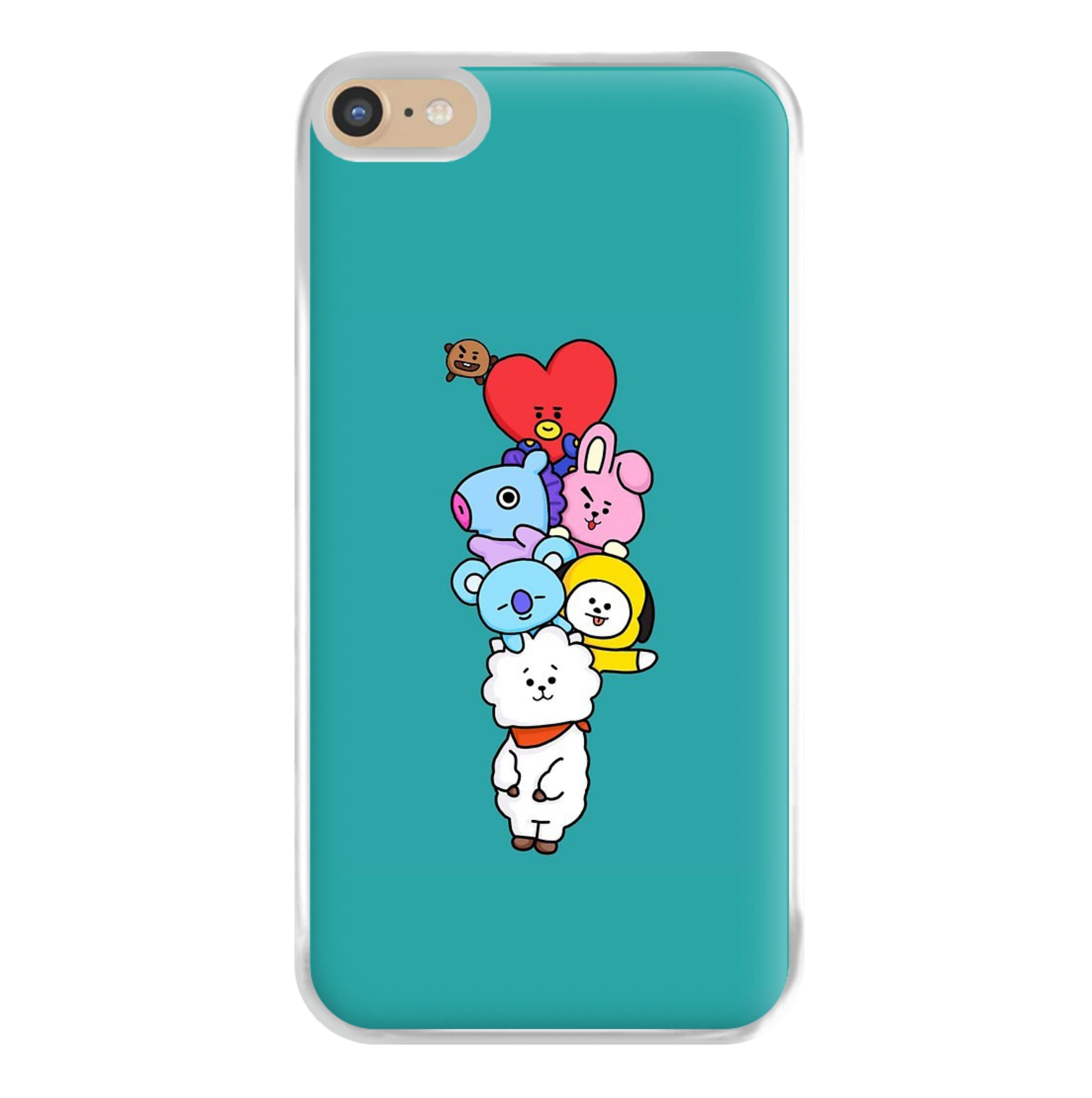 Green BT21 - RJ, Mang, Koya, Chimmy, Cooky, Shooky, Tata - K Pop Phone Case