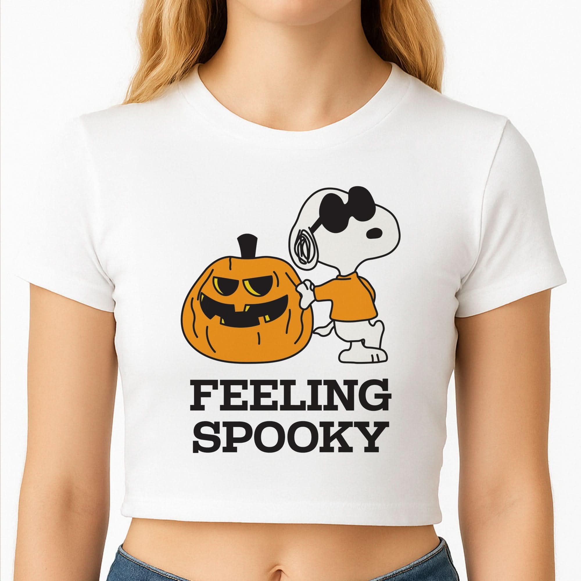 Feeling Spooky Cartoon Beagle Crop Top