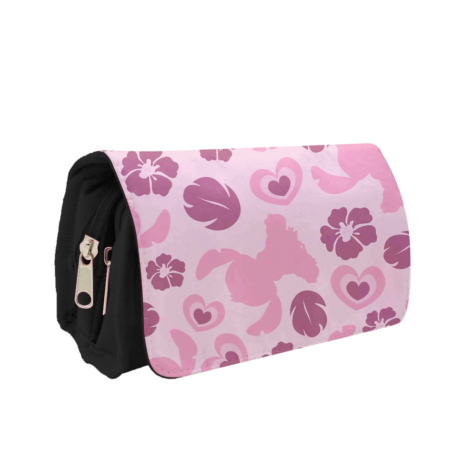 Pink Alien Silhouette Pattern Pencil Case