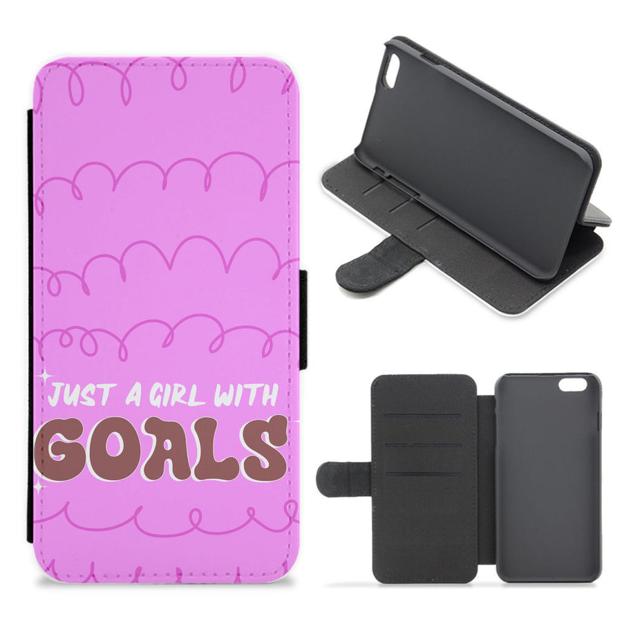 Just A Girl With Goals - Aesthetic Quote Flip / Wallet Phone Case