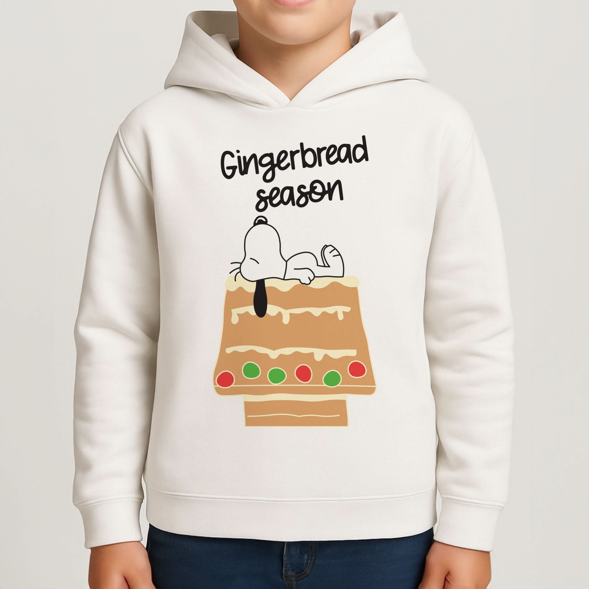 Cartoon Beagle Gingerbread House Boys Hoodie