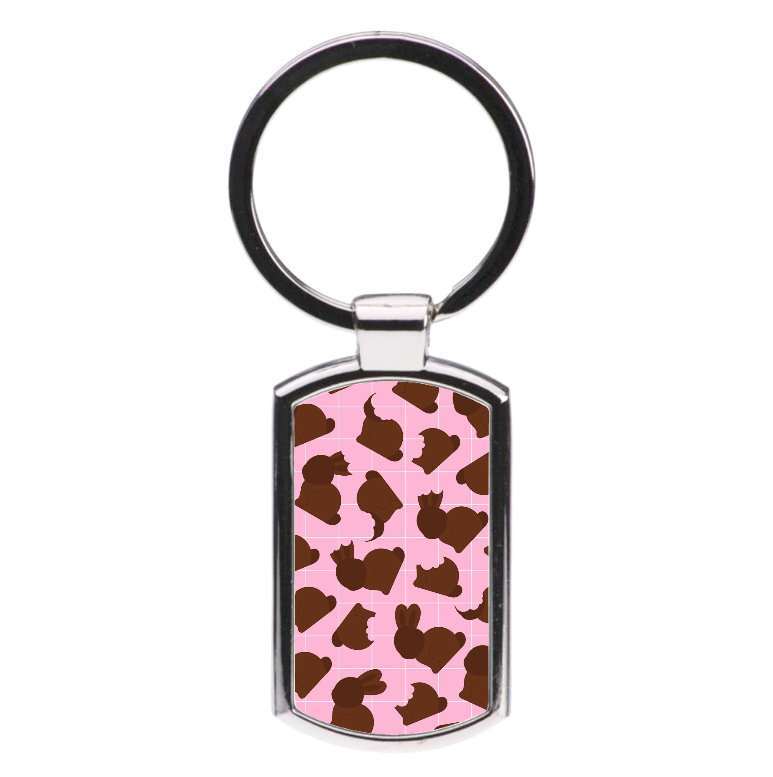 Chocolate Easter Bunny Pattern Luxury Keyring