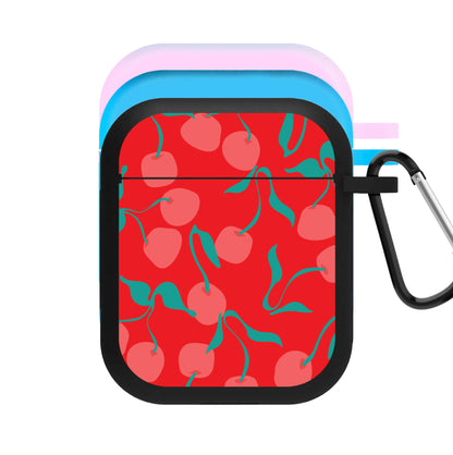 Red Abstract Cherries Pattern AirPods Case
