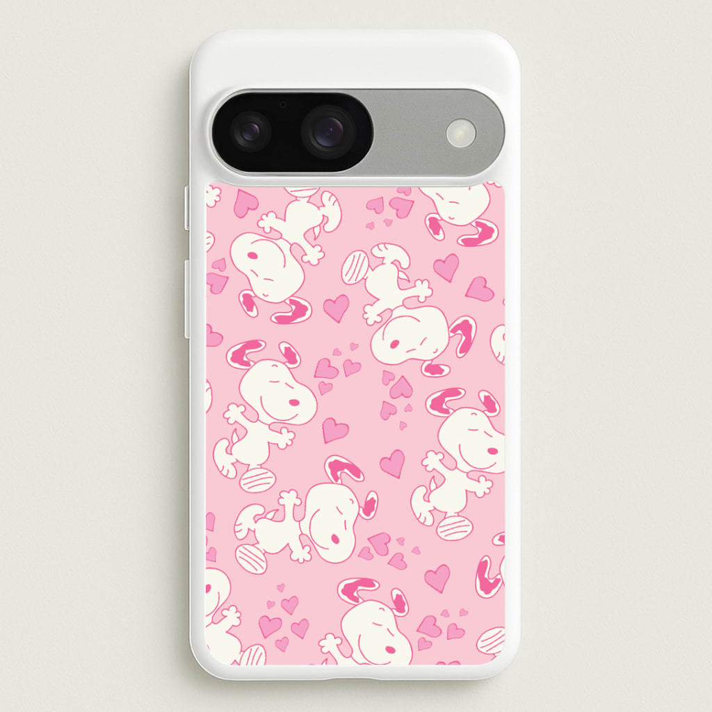 Cartoon Beagle Valentine Hearts Pattern Google Pixel 9 / 9 Pro Case