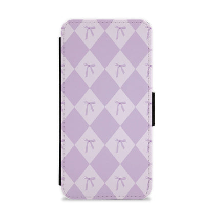 Purple Argyle Coquette Pattern Flip / Wallet Phone Case