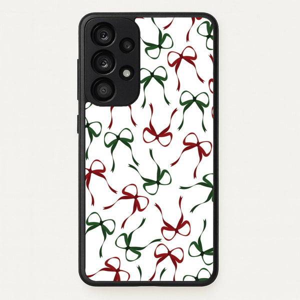 Red And Green Coquette Christmas Bows Pattern Galaxy A53 Case