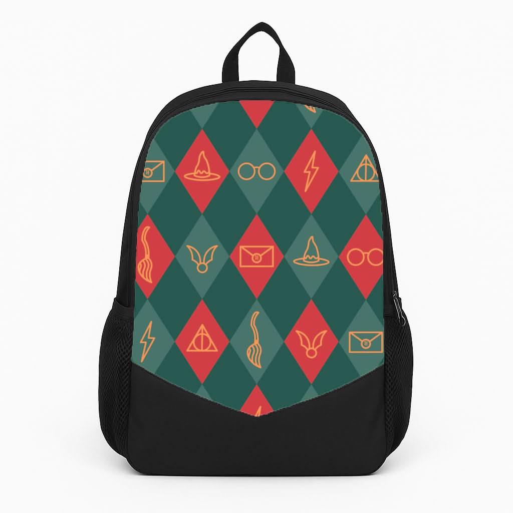 Christmas Wizard Icons Argyle Pattern Backpack