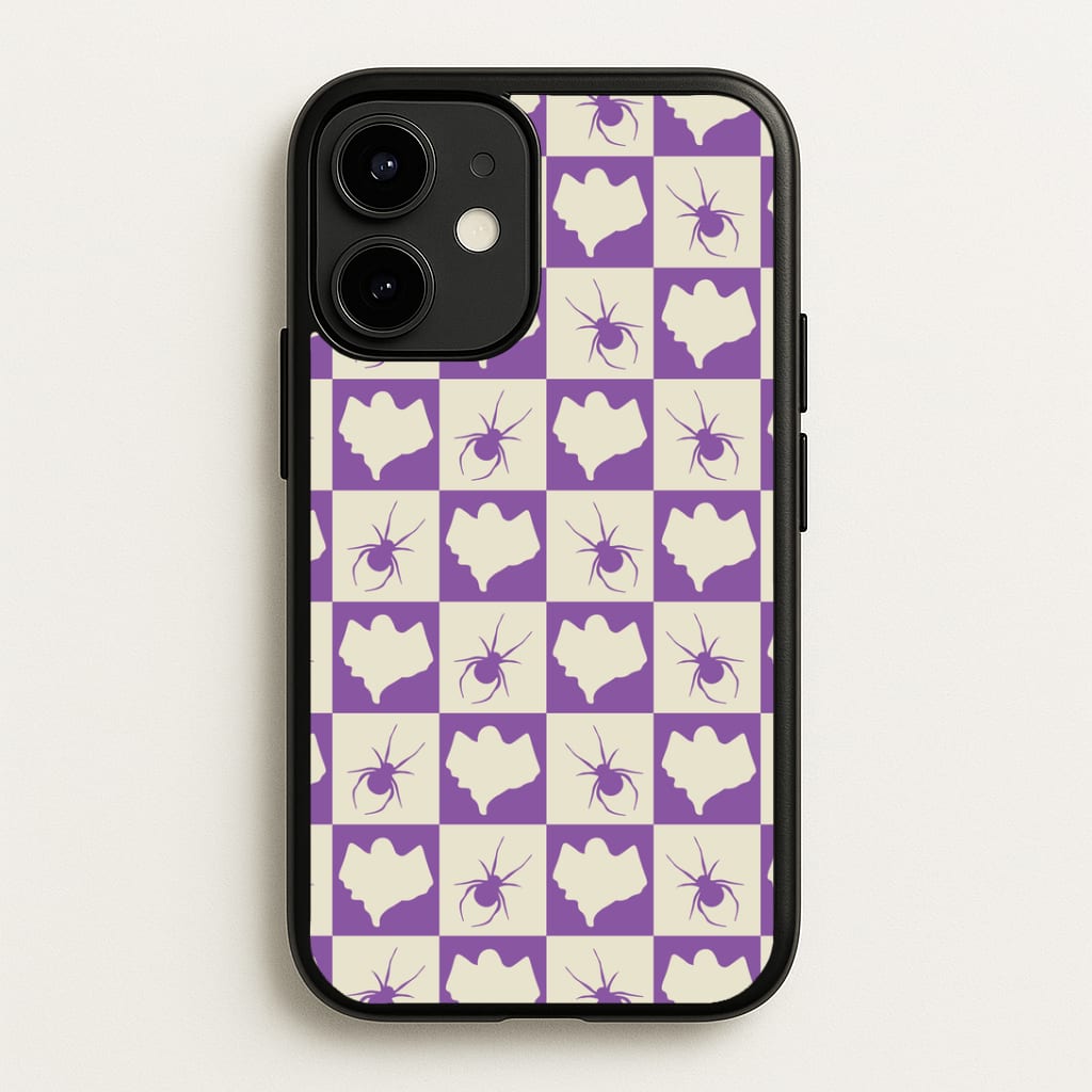 Spiders And Ghosts Checkered Pattern I iPhone 12 Mini Case