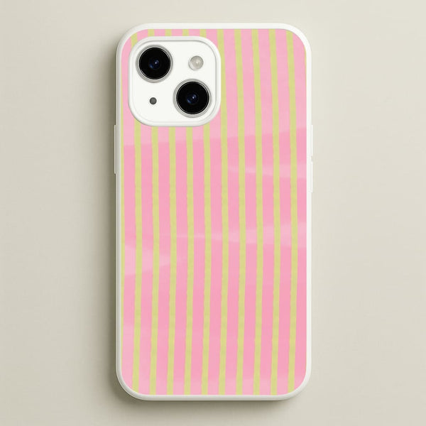 Pink Meadow Stripes iPhone 15 Plus Case