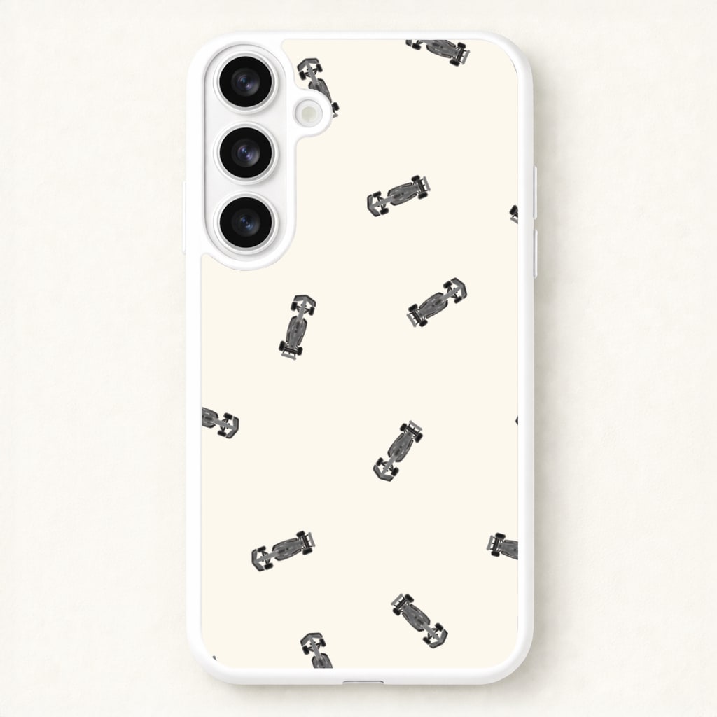 Race Cars Pattern Off White Galaxy S26 Case