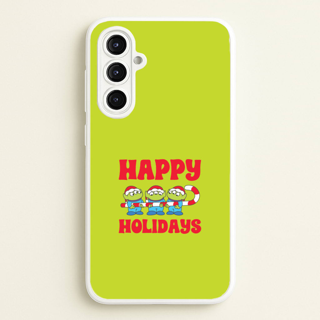 Happy Holidays Cute Green Aliens Galaxy A16 Case
