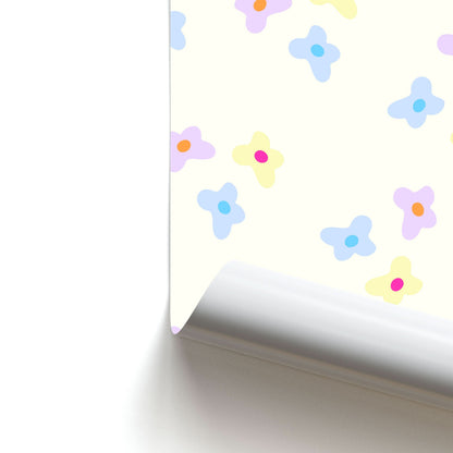 Pastel Flowers Pattern Poster