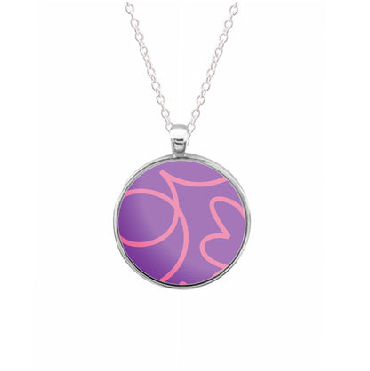 Pink Squiggles Abstract Pattern Necklace