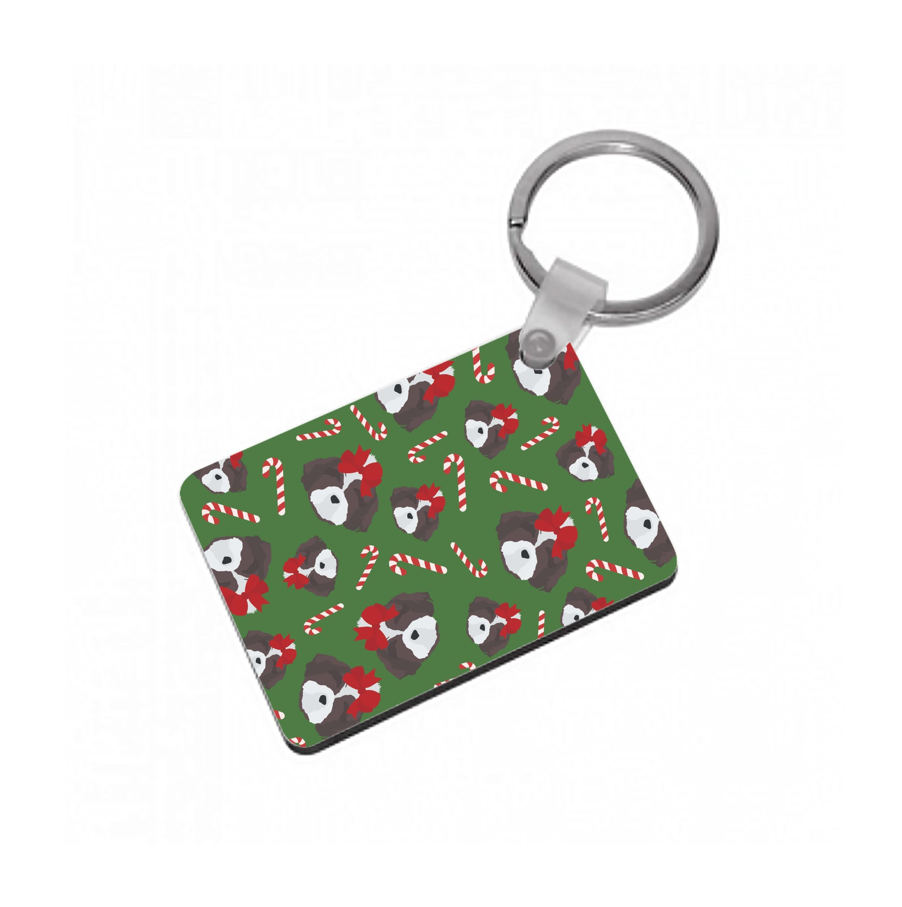 Dog Christmas Pattern Keyring