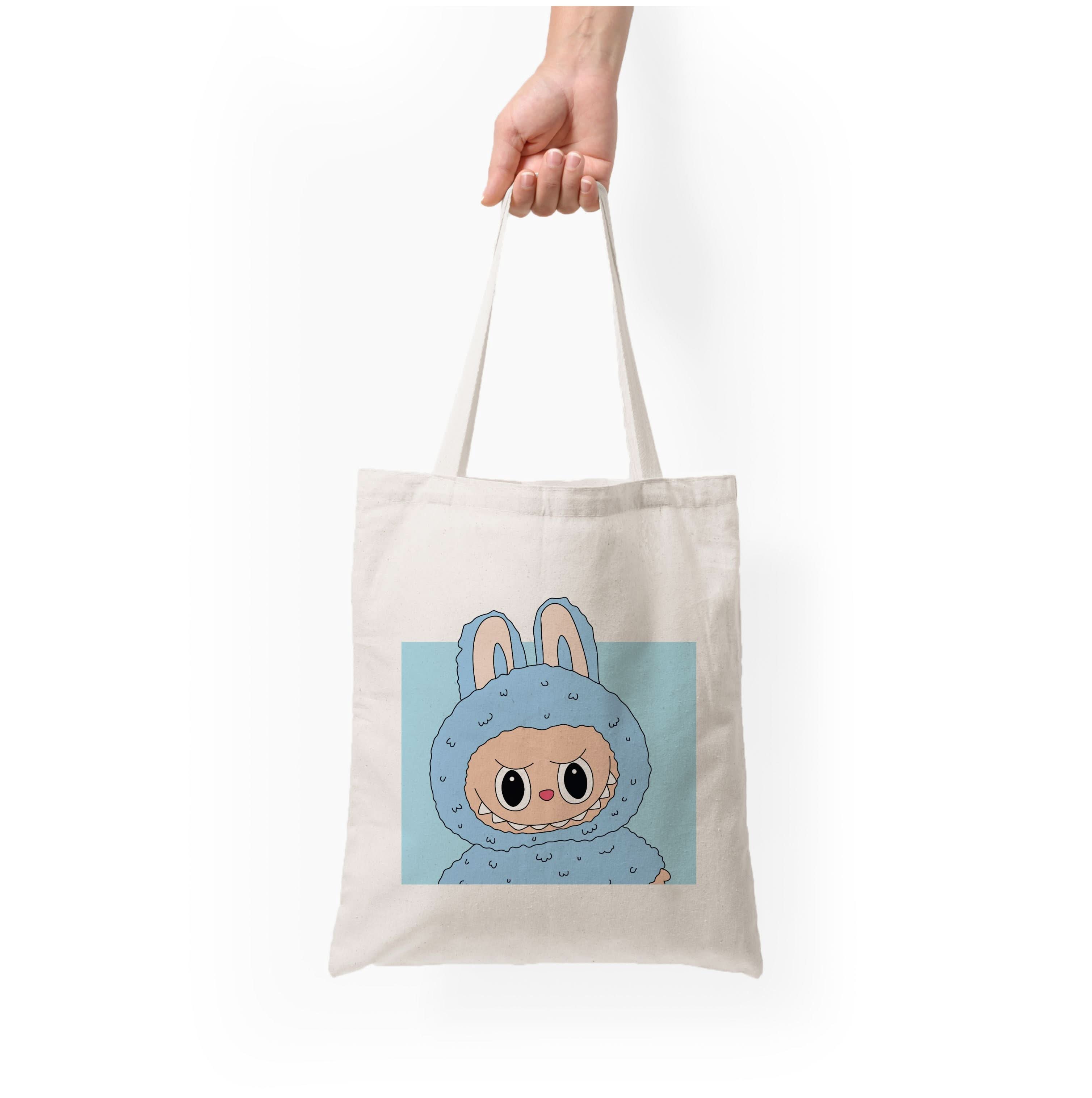 Cute Blue Notebook Monster Tote Bag