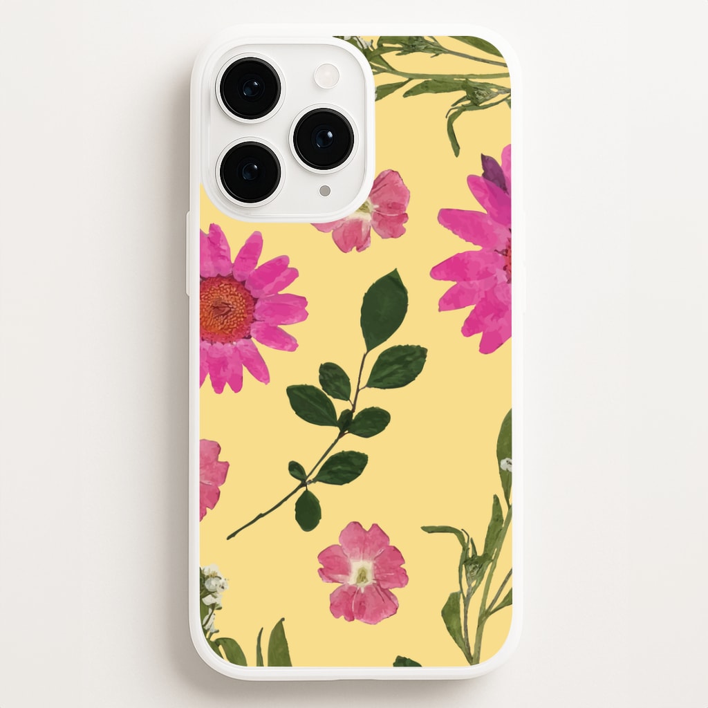 Pressed Plants Yellow Phone Case for iPhone, Samsung Galaxy and Google Pixel