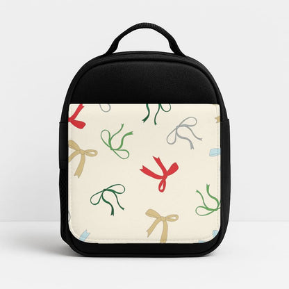 Coquette Christmas Bows Pattern Insulated Lunch Bag