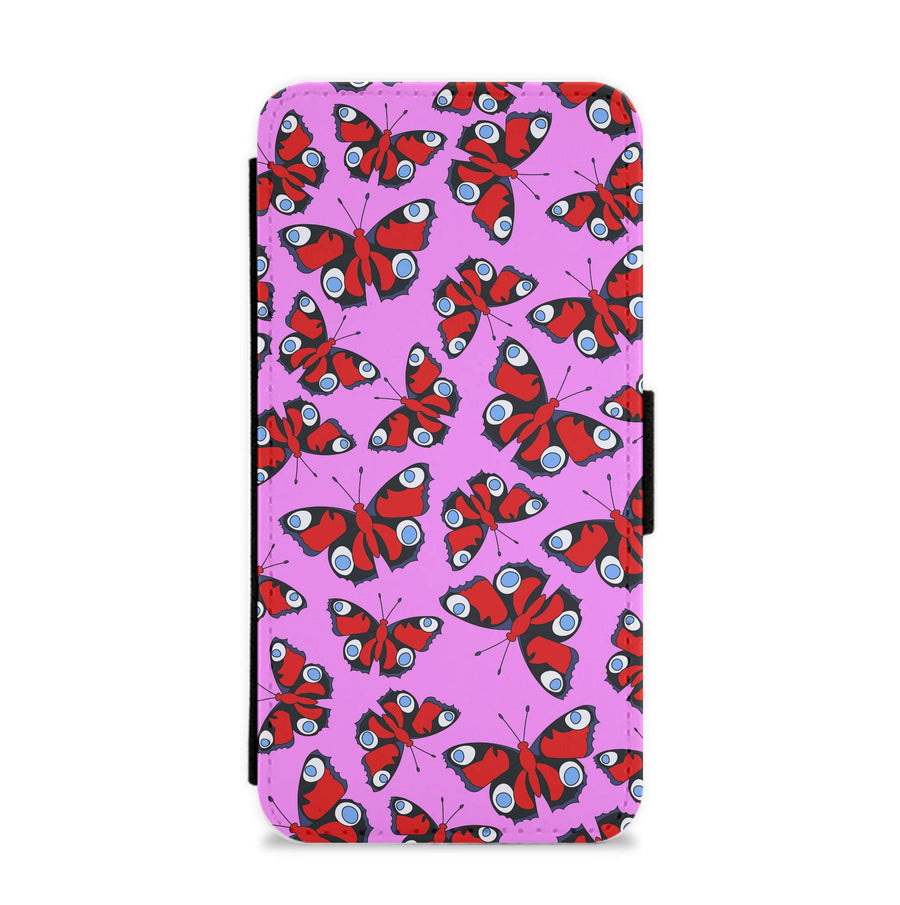 Red Butterfly - Butterfly Patterns Flip / Wallet Phone Case