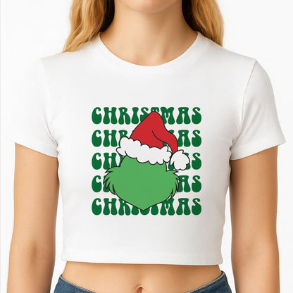 Green Creature Christmas Crop Top