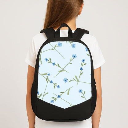 Baby Blue Floral Pattern School Bag