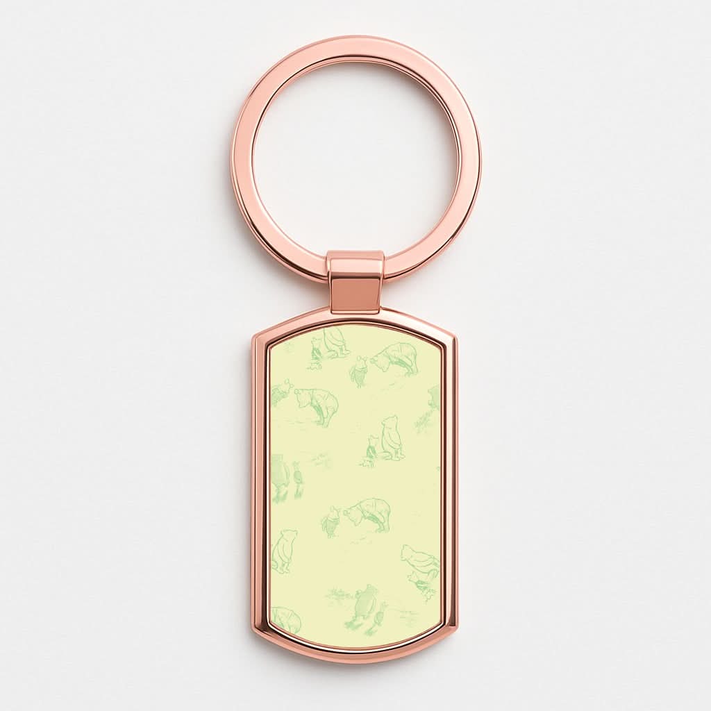 Sketched Winnie Pattern Rose Gold Keyring