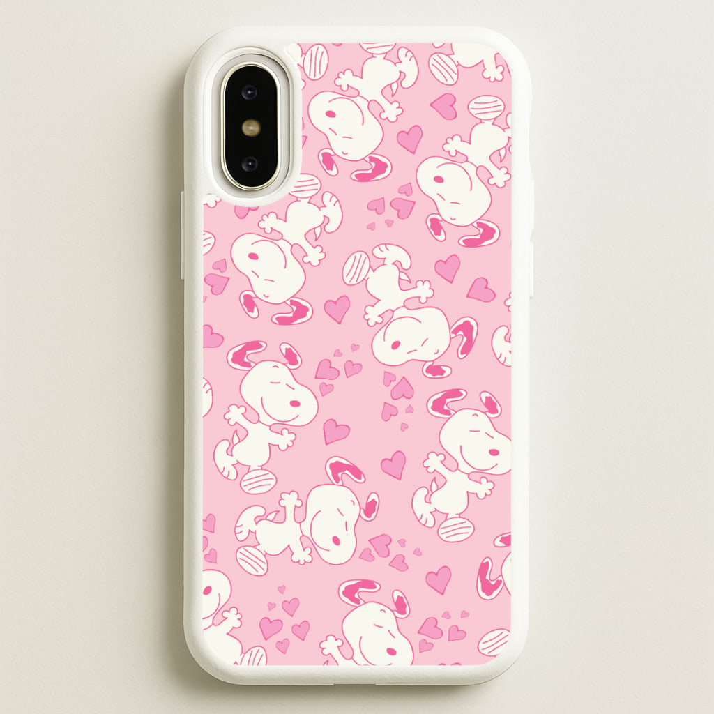 Cartoon Beagle Valentine Hearts Pattern iPhone X / XS Case